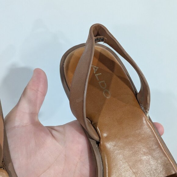 Aldo Fandra Sling Back Sandals Cream Tan Gold Size 7 - Picture 4 of 7